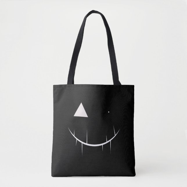 Scary Face Tote Bag (Black) (Front)