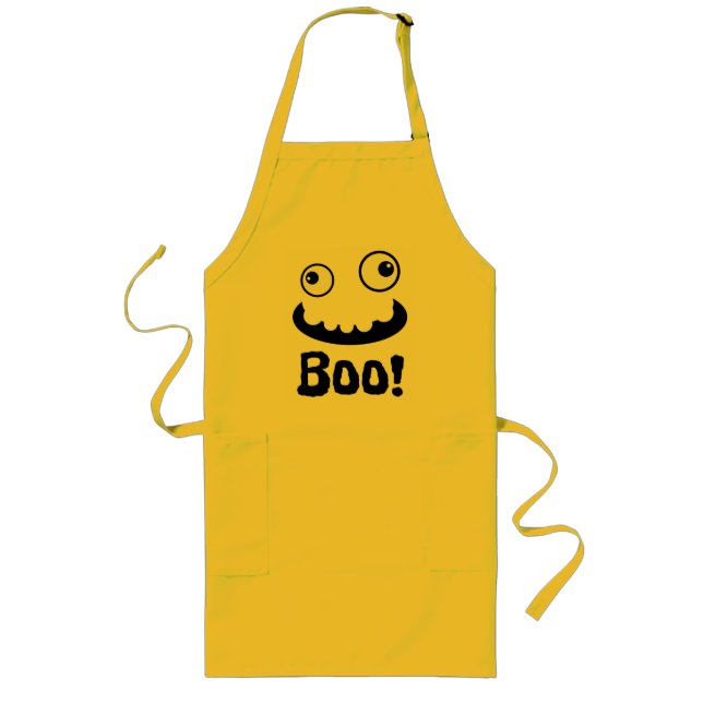 Scary Fanny Face Boo Halloween Long Apron (Front)
