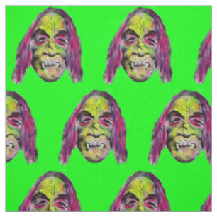 scary fiendish horror monster print fabric