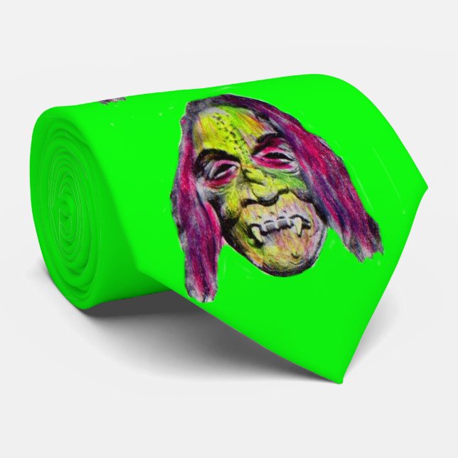scary fiendish horror monster print tie (Rolled)
