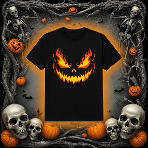 Scary Fiery Jack-O-Lantern Face T-Shirt