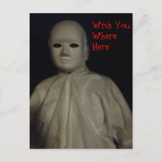 Scary Figure in White Wish You Were Here Postcard