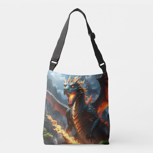 Scary Fire Breathing Dragon,  Crossbody Bag (Front)