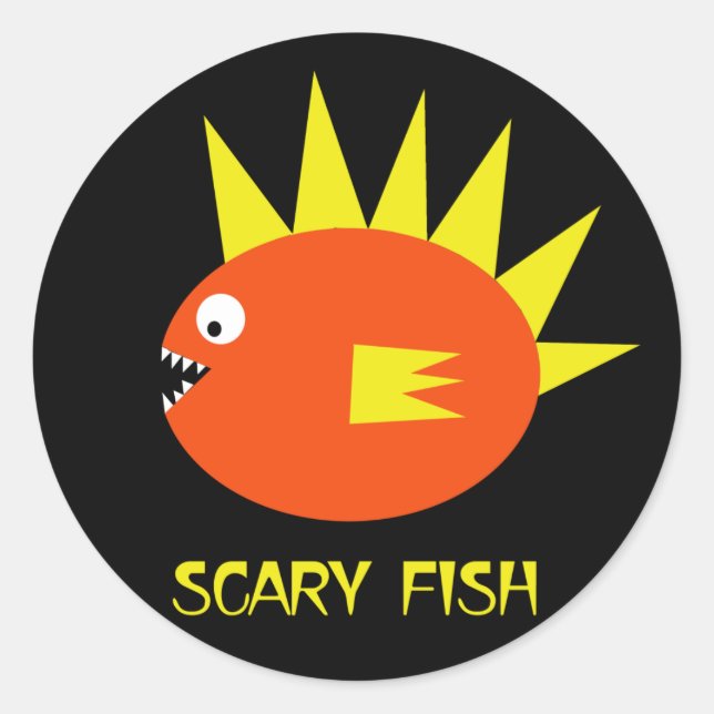 Scary Fish! Classic Round Sticker (Front)