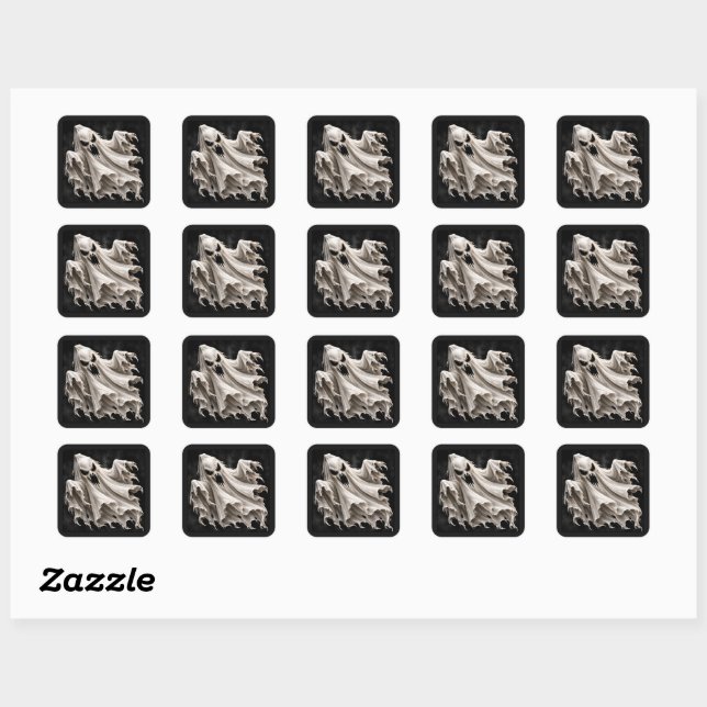 Scary Floating Phantom Ghost Diamond Shape Gift  Square Sticker (Sheet)