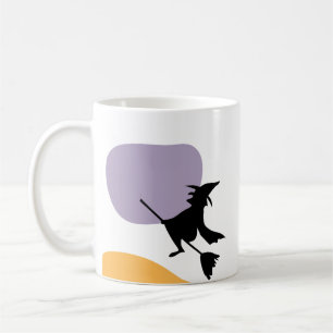 Scary Flying Witch on broomstick Halloween Gift Coffee Mug