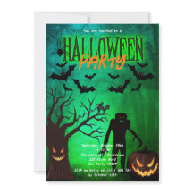 Scary Forest & Monsters Halloween Party Invite