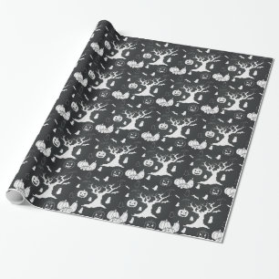 Scary Forest of Flying Bats Halloween Wrapping Paper