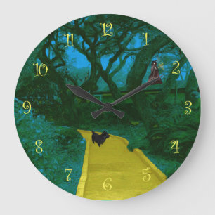 Scary Forest Yellow Road Large Clock
