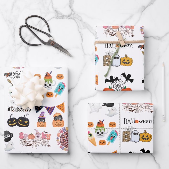  Scary  Fun And Spooky Halloween Wrapping Paper Sheet (Front)