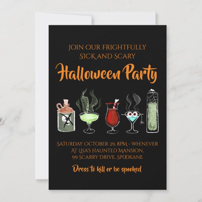 Scary fun customisable Halloween Party Invitation (Front)
