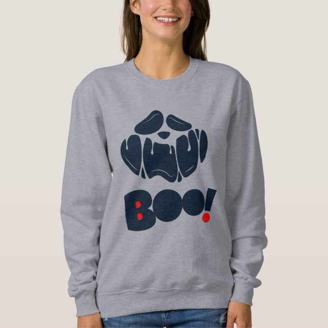 Scary Funny Face Halloween Ghost Sweatshirt (Front)