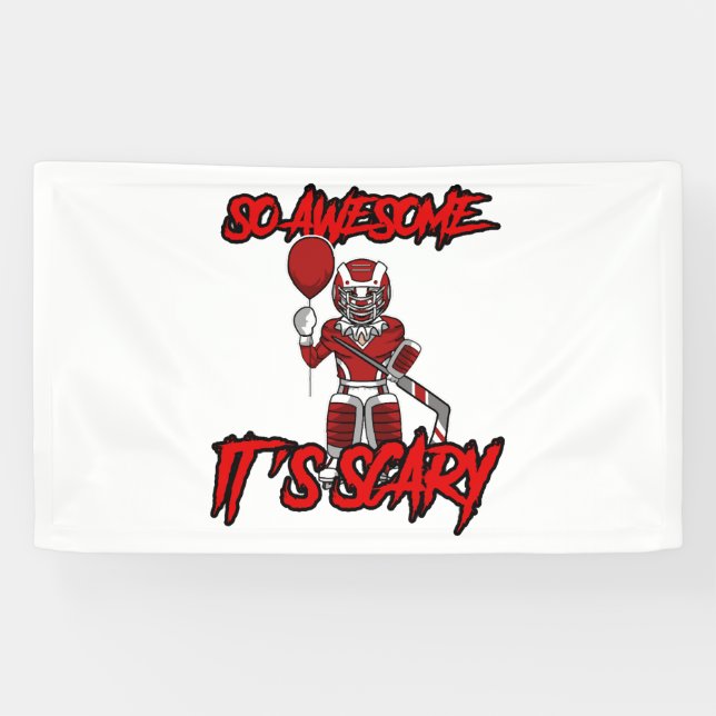 Scary Funny Halloween Clown Hockey Goalie Banner (Horizontal)