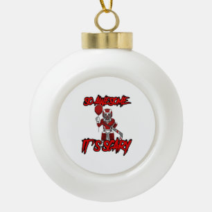 Scary Funny Halloween Clown Hockey Goalie Ceramic Ball Christmas Ornament