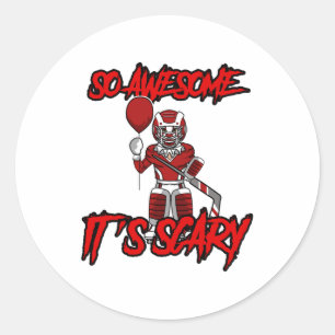 Scary Funny Halloween Clown Hockey Goalie Classic Round Sticker