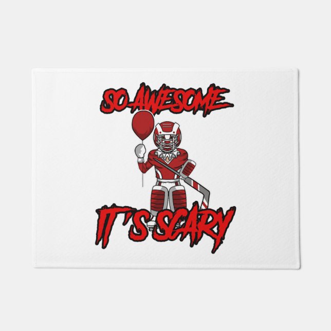Scary Funny Halloween Clown Hockey Goalie Doormat (Front)