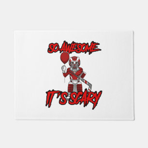 Scary Funny Halloween Clown Hockey Goalie Doormat