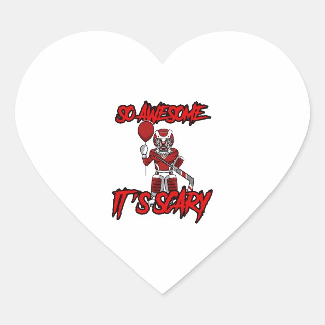 Scary Funny Halloween Clown Hockey Goalie Heart Sticker (Front)