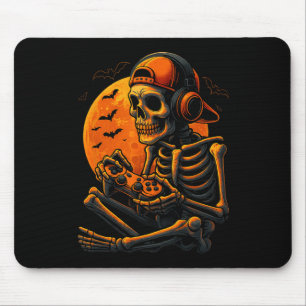 Scary Gamer Halloween Creepy Skeleton Playing Vide Mouse Pad