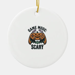 Scary Gamer Shirt Vintage Halloween Controller Art Ceramic Ornament