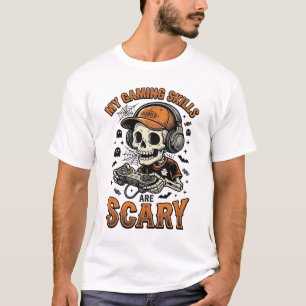 Scary Gamer Skeleton Vintage Halloween Shirt Desig
