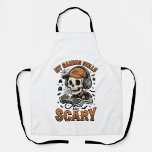 Scary Gamer Skeleton Vintage Halloween Shirt Desig Apron