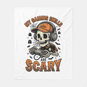 Scary Gamer Skeleton Vintage Halloween Shirt Desig Fleece Blanket