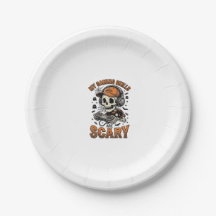 Scary Gamer Skeleton Vintage Halloween Shirt Desig Paper Plate