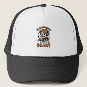 Scary Gamer Skeleton Vintage Halloween Shirt Desig Trucker Hat