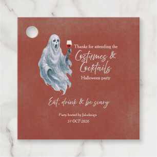 Scary Ghost Costume Cocktail Halloween Party Favour Tags