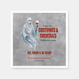 Scary Ghost Costume Cocktail Halloween Party Napkin