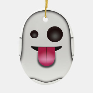 Scary Ghost Emoji Cool Fun Ceramic Tree Decoration