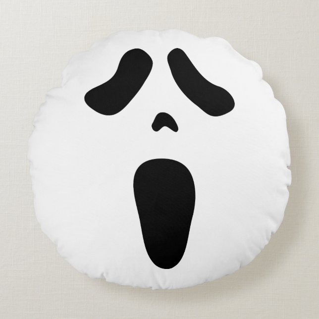 Scary ghost face Halloween party decorations Round Cushion (Front)