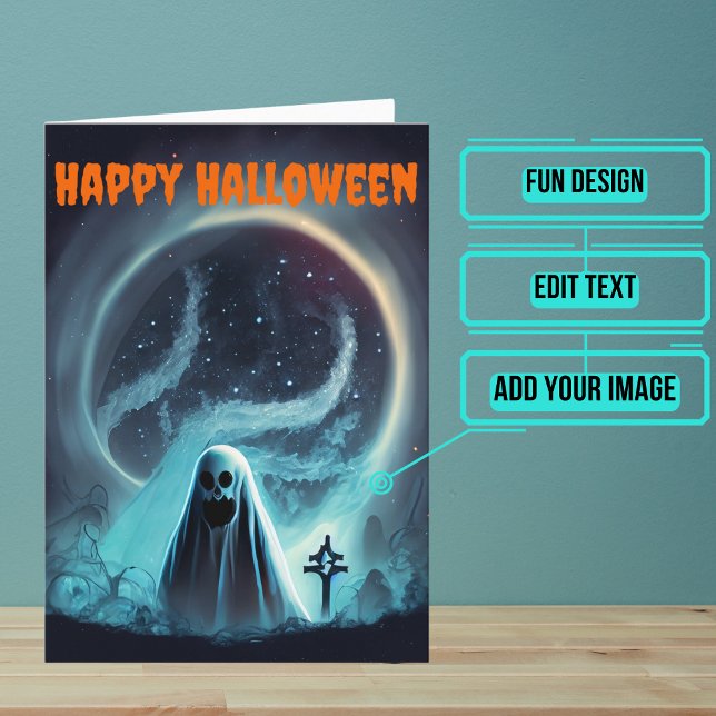 Scary Ghost Halloween Card (Send a special greeting to a friend at Halloween with this fun card.)