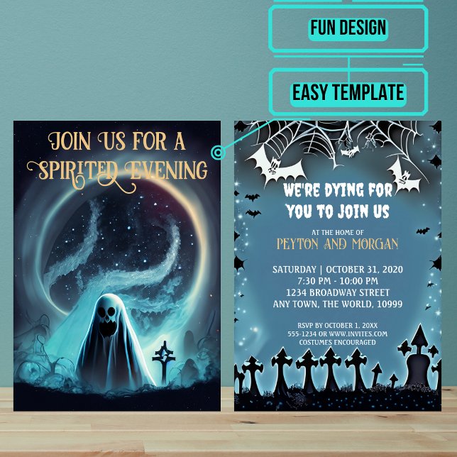 Scary Ghost Halloween Party Invitation (Use these awesome invitations to get your guest in the mood right away. )