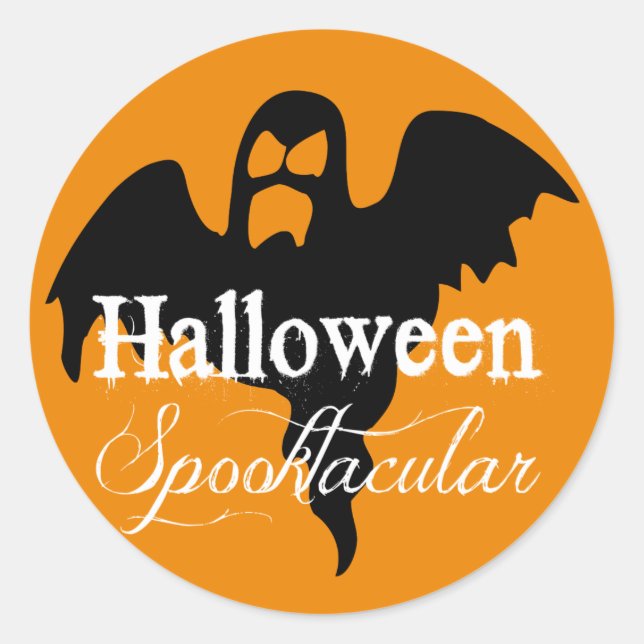 Scary Ghost Halloween Spooktacular Classic Round Sticker (Front)