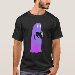 Scary ghost holding creepy cute black cat hallowee T-Shirt