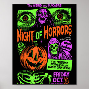 Scary Ghosts Spooky Halloween Pumpkin Graphic For Poster