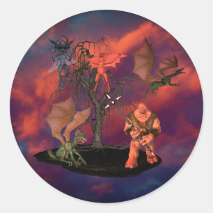 Scary Goblins Creatures Ogre Halloween  Classic Round Sticker