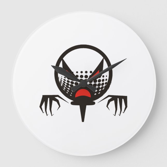 Scary Golf Halloween group graveyard Large Clock (Front)
