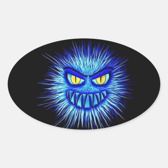 Scary Gory Ghoulish Halloween Illustration Oval Sticker (Front)