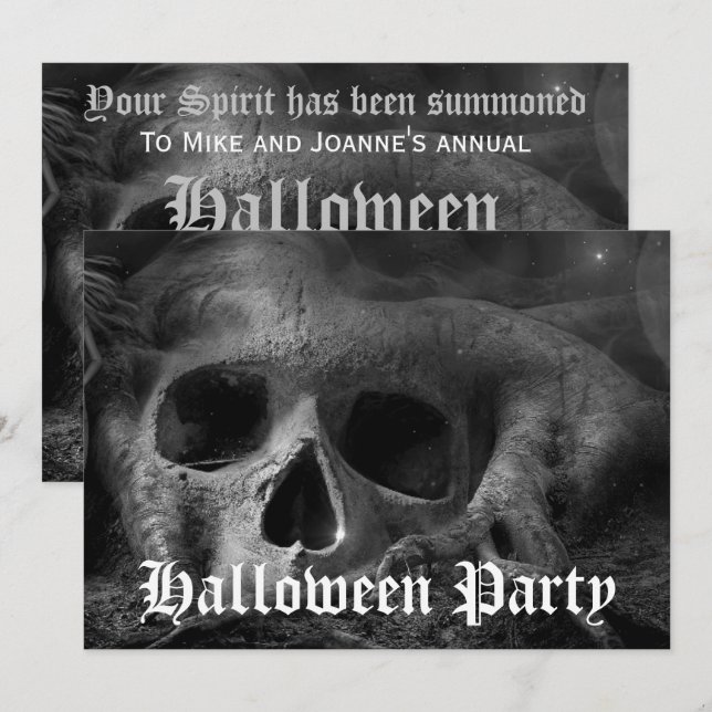 Scary Gothic Skull Halloween Party Invitation (Front/Back)