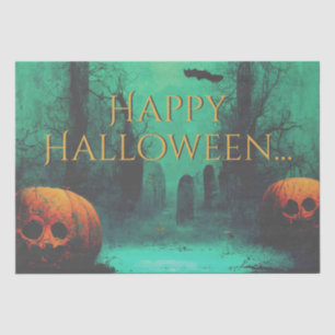 Scary Graveyard and Carved Pumpkins Halloween Tissue Paper