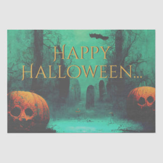 Scary Graveyard and Carved Pumpkins Halloween Tissue Paper