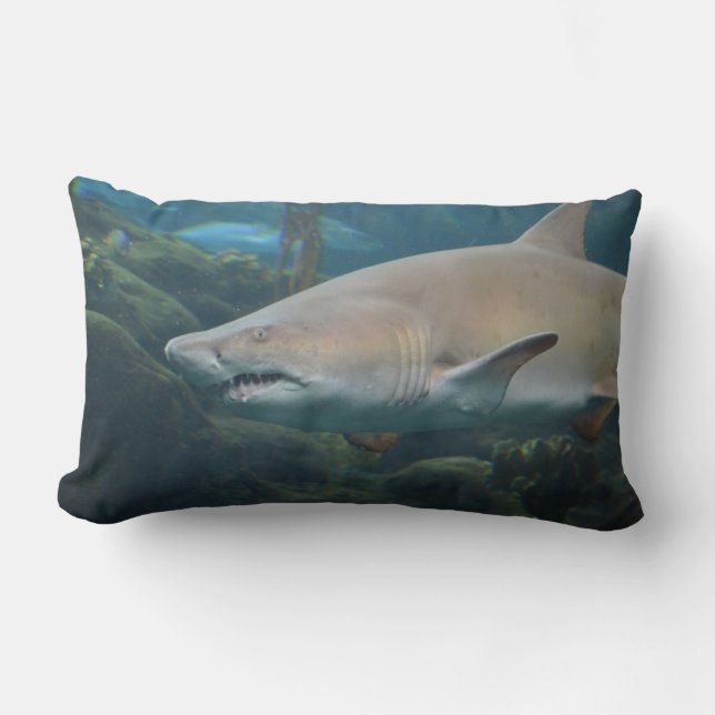 Scary Great White Shark Lumbar Cushion (Front)