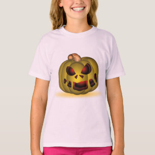 Scary Green Pumpkin with Red Eyes Halloween Shirt