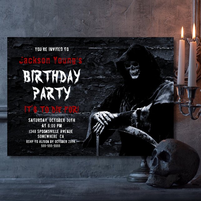 Scary Grim Reaper Any Age Birthday Party Invitation (Creator Uploaded)