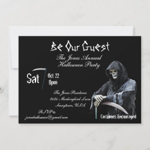 Scary Grim Reaper Death Halloween Party Invitation