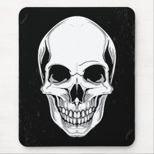 Scary Grinning Skull On Grunge Background Mouse Pad