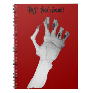Scary gruesome monster hand with long nails art notebook